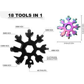STEBRUAM 18 in 1 Snowflake Multi Tool Men and Women Novelty Idea Gift Stainless Gadgets Excellent Stocking Filler,Screwdriver Spanner and Bottle Opener etc Adventure Tool for Outdoor Travel Camping