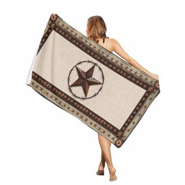 Beach Towel 35x71in,Quick Dry Bath Towels,Sand Proof Microfiber Beach Blanket Country Star Texas Farm Wood Plank Oversized Absorbent Pool Blankets for Adult/Boys/Girls/Teens Farmhouse Vintage Linen