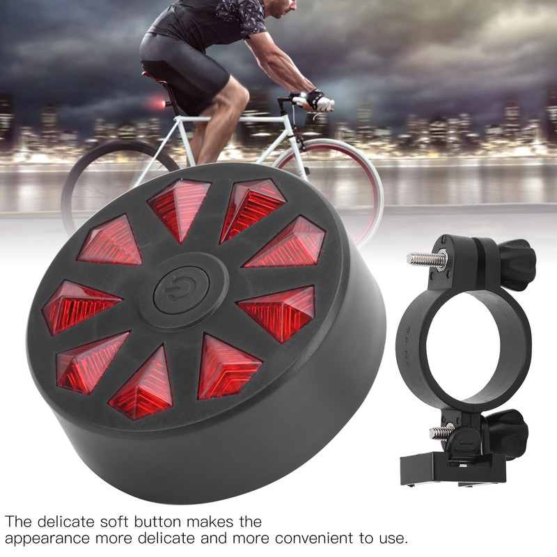 Bike Taillight Red Diamond Pattern Bicycle Safe Warning Flashing Riding