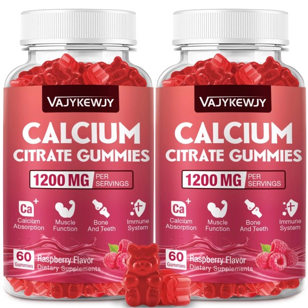VAJYKEWJY Calcium Citrate Gummies 1200mg for Adults & Kids -