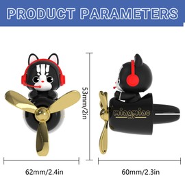 DUHKHAS Pilot Car Air Freshener, Cute Cat Car Vent Clip Air Freshener with 4 Fragrant Tablets Automotive Air Outlet Fan Diffuser, Car Interiors Vent Decoration (Pilot Cat)