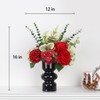UBOSU Artificial Flower in Black Glass vase, Red Roses, Carnations,