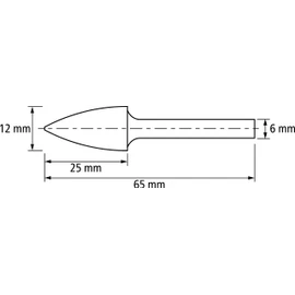 PFERD Carbide Burr, Pointed Arc Shape SPG, All-Round Toothing, Burr Diameter 12 mm, Shaft Diameter 6 mm, Length 65 mm, 21001022 - for Versatile Use on the Most Important Industrially Used Materials