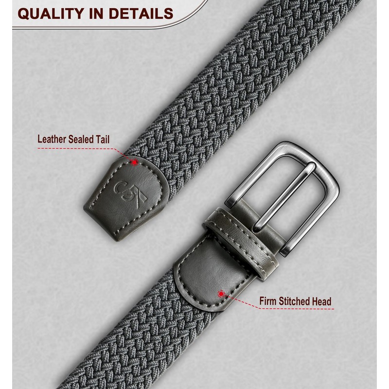 KEMISANT Men Belt-Stretch Woven Braided Belt For Men Golf Casual