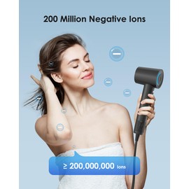 Hair Dryer, zhiyangfei Negative Ion Blow Dryer for Women Men, 110, 000 RPM Brushless Motor, 3 Heat Settings, 360° Rotating Magnetic Nozzle, High-Speed Low Noise Hair Dryer for Home and Travel (Black)