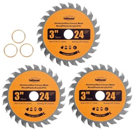 3 Inch Carbide Circular Saw Blade, 24 Tooth and 36 Tooth for Wood, Plastic, PVC, Acrylic, Aluminum with 7/16" Arbor, 3/8" Bushing - 3 Pack