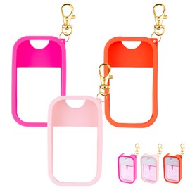 TERPINK Silicone Case Compatible with Touchland Hand Sanitizer Spray, Protective Case with Keychain for Power Mist and Glow Mist 1 fl oz, Hand Sanitizer Spray Accessory (Colourful 1, 3 Pack)