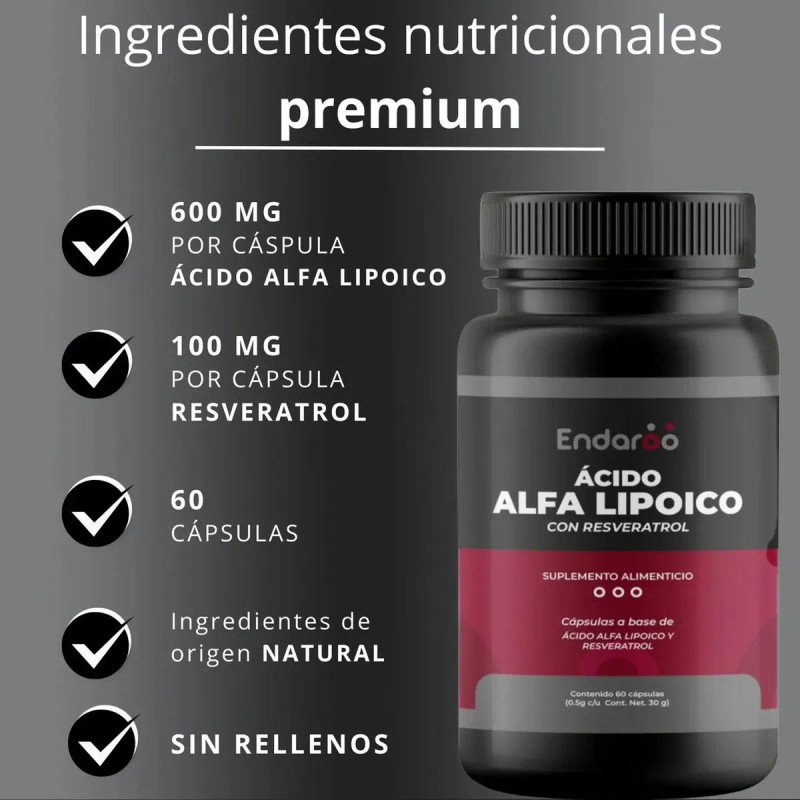 Pack Ácido Alfa Lipoico Cápsulas Resveratrol Sabor