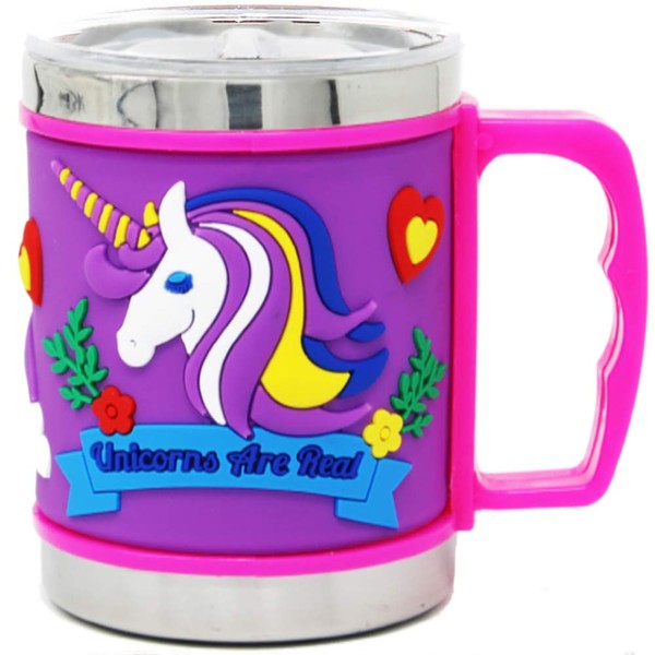 F-32 12 Oz Kids Stainless Steel Unicorn Purple 3D Mug