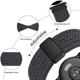 Elastic Strap for Garmin Forerunner 55/245/645 Music Watch Band, 20mm Nylon Quick Release Replacement Strap for Garmin Vivomove HR/Instinct 2S/Fenxi 7S (Graphite)