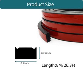 Tintvent Rectangle Foam Rubber Seal, Self-Adhesive EPDM Foam Rubber Weather Stripping for Boat, Auto, RV, Marine, Garage Doors/Window and More, W:0.5"; H:0.25"; L:26Feet