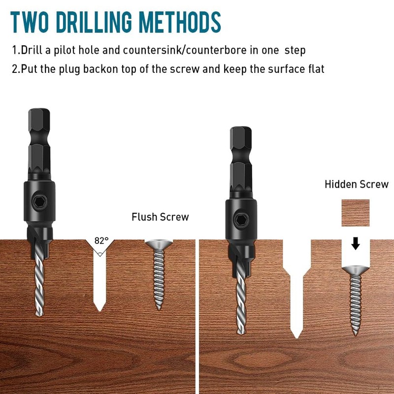 4PCs HSS Countersink Cone Drill Bit Set 1/4" Hex Shank