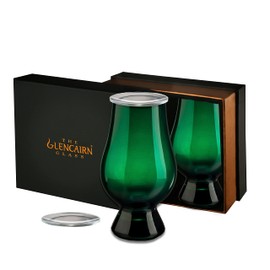 GLENCAIRN GREEN WHISKY GLASS, SET OF 2 IN PRESENTATION BOX WITH WATCH COVERS