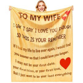 Gifts for Her Him, Anniversary Birthday Gifts for Wife, Throw Blanket to Wife from Husband, Mothers Day Wedding Christmas Flannel Blanket for Women 50" x 60"