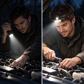 Rechargeable LED Headlamp with XPE + COB Lights – Magnetic Head Mounted Flashlight for Camping, Fishing & Outdoor Use