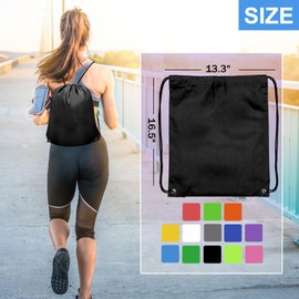 Grneric 4Pcs Drawstring Bags Bulk, Drawstring Backpack Polyester String Bag Cinch Bag for Gym Yoga Sports Party Short Trip （Black）