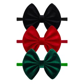 ONENINEDREAM Valentines Velvet Baby Girls Bows Elastic Nylon Headbands Red Green Handmade St Patricks Newborn Bows Hairbands Infants Toddlers Hair Accessories
