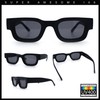 Small Thick Beveled Horn Rim Rectangle Plastic Mod Fashion Sunglasses