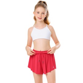 Stelle Girls Athletic Running Shorts with Inner Pockets High Waist 2 in 1 Short 5-16 Years(Raspberry,XL)
