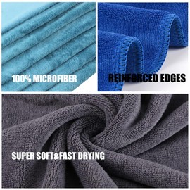 HIDMD Microfibre Sports Towels Gym Towels Workout Sweat for Gym Fitness,Yoga, Camping Fast Drying Absorbent 3Pack 40cm X80cm Gray+Blue+Lake blue