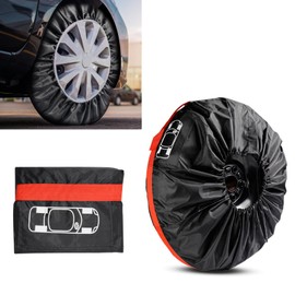 Hovom Spare Tire Cover, Waterproof Spare Tire Covers with Handle, Dustproof Spare Tire Protector, Adjustable Auto Wheel Cover Fits 13-18 Inch Tires for Car SUV RV Trailer Camper (Red, S 13-18 Inch)
