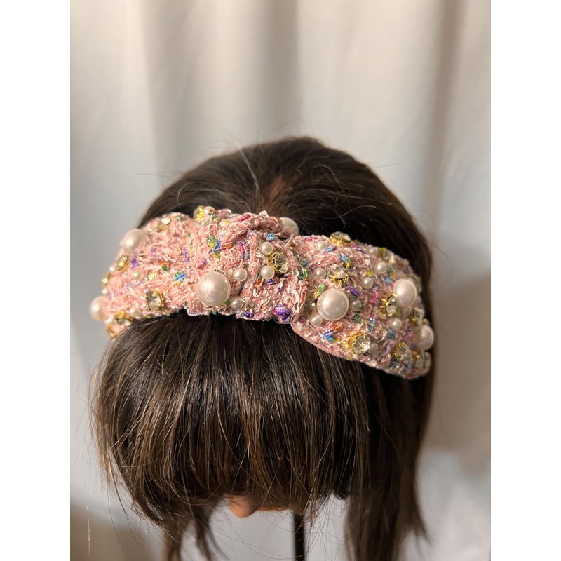 Pearl and Rhinestone Headband (Pink)