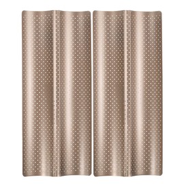 uxcell 2Pcs Perforated French Bread Baking Pan, 15" x 6.3" Toast Molds Tray, 2 Wave Loaves Baking Tray for Baking Loaf Bread (Gold Tone)