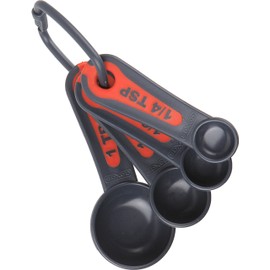 Dexas Measuring Spoon Set of Four, Gray and Red