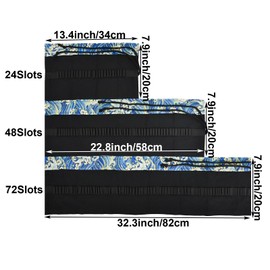 Maydahui 24/48/72 Slots Colored Pencil Wraps Canvas Pencils Roll Holder Pencil Pouch Aesthetic Case Organizer Bag for Art Lovers Artist Drawing(Blue Ocean,72 Slots)