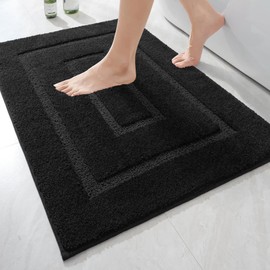 HOMORE Bath Rug, Black Bathroom Rug 24x36 Inch Soft Absorbent Microfiber Bathroom Runner Rug, Washable Bath Runner Rugs for Bathroom Non Slip Bathroom Rugs for Shower Tub