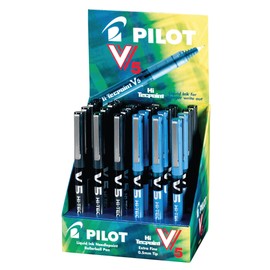 Pilot V5 Liquid Ink Rollerball 0.5 mm Tip Display of 24 - Blue/Blue