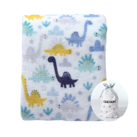 CREVENT 75cmX100cm Cozy Fluffy Warm Fleece Baby Crib Blanket for Boys Infant Toddler Crib Cot Stroller (Dinosaur)