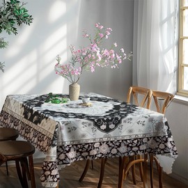 Washable Rectangular Tablecloth Vintage Florals Tablecloths Easy Care Outdoor Washable Garden Tablecloth for Outdoor Dining Room Kitchen Garden Party Weddings or Household 110 x 140 cm