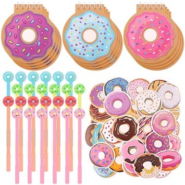 32 Pcs Donut Party Favors Bulk Donut Mini Spiral Notepads Donut Pens Stickers Set Donuts Birthday Party Supplies Gift for Classroom School Reward Prizes Goodie Bag Stuffers