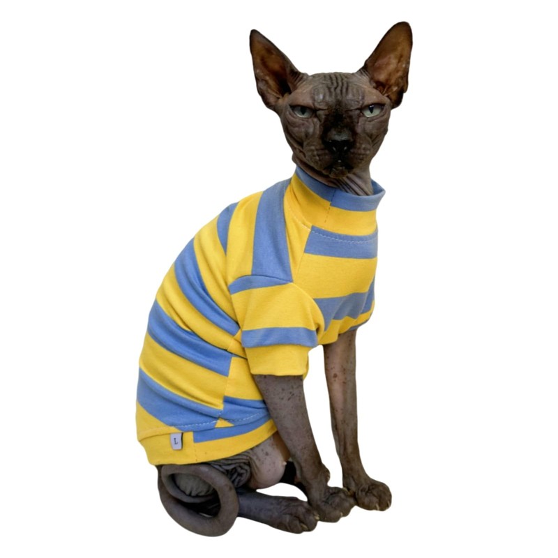 Sphynx Cat Clothes Shirts for Hairless Cat, Wide Stripe Cats