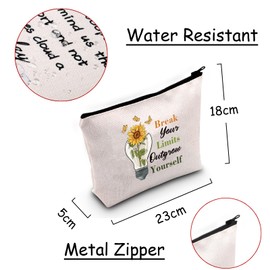Sunflower Makeup Bag Organizer Break Your Limits Outgrow Yourself Sunflower Purse Bag Positive Affirmation Gifts for Women
