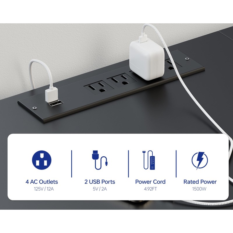 Pamray 71 Inch Large Computer Desk with Power Outlets,U Shaped