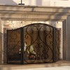 Fire Beauty Fireplace Screen 3 Panel Wrought Iron Metal 48"(L)