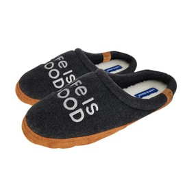 Life is Good Men's Open Back Fleece Slipper, 303593M - Suede & Fleece Indoor/Outdoor Plush & Cozy with Soft Foam & Rubber Sole Slippers, Heather Grey - Life is Good, 10