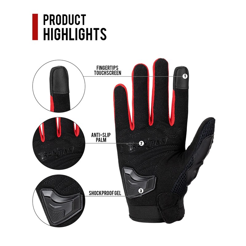 BORLENI Motorcycle Gloves Breathable Motorcycle Gloves Leather Full Finger Knuckle