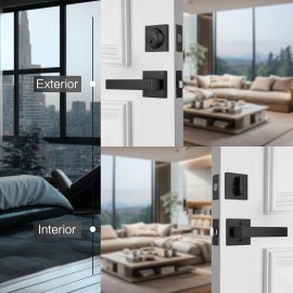 NCSEN Front Door Locksets with Deadbolt, Black Door Handles, Combination Door...