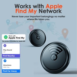 Air Tag-4 Pack,Luggage Tracker Item Finders Work with Apple Find My (iOS only),Smart Tracker for Keys Wallet Bags Kids Pets,Item Locator Tracking Device for Home Outdoor Travel Hiking (Black)