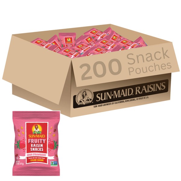 Sun-Maid Sour Strawberry Fruity Raisin Snacks - (200 Pack) 1.33