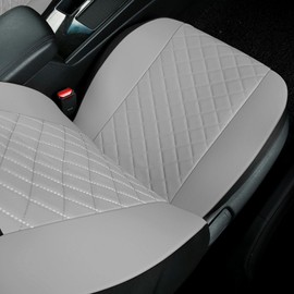 GIANT PANDA Front Car Seat Covers, Bucket Seat Covers,Faux Leather Low Back Auto Seat Covers for Cars, Trucks, Jeep, Van, SUV, Pickup, Airbag Compatible (Gray)