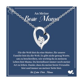 MANVEN Mother's Day Gift Necklace for Mum Gifts for Mum Birthday Gift for Mum Heart Necklace Women's Jewellery To My Mothers Mother's Day Gift Christmas, Gemstone, No Gemstone