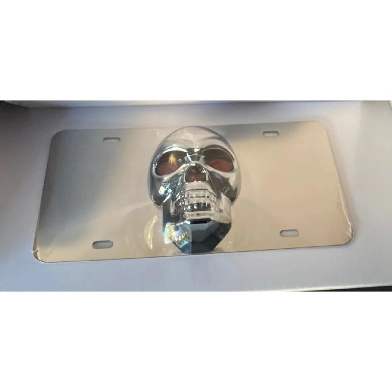 PILOT 3D Red Eyes Skull license plate Stainless Steel rust
