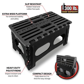 Performance Tool W85041 Heavy Duty Folding Step Stool with Non-Skid Platform, 15-inch Wide, 300 lb. Capacity, Easy to Store and Clean