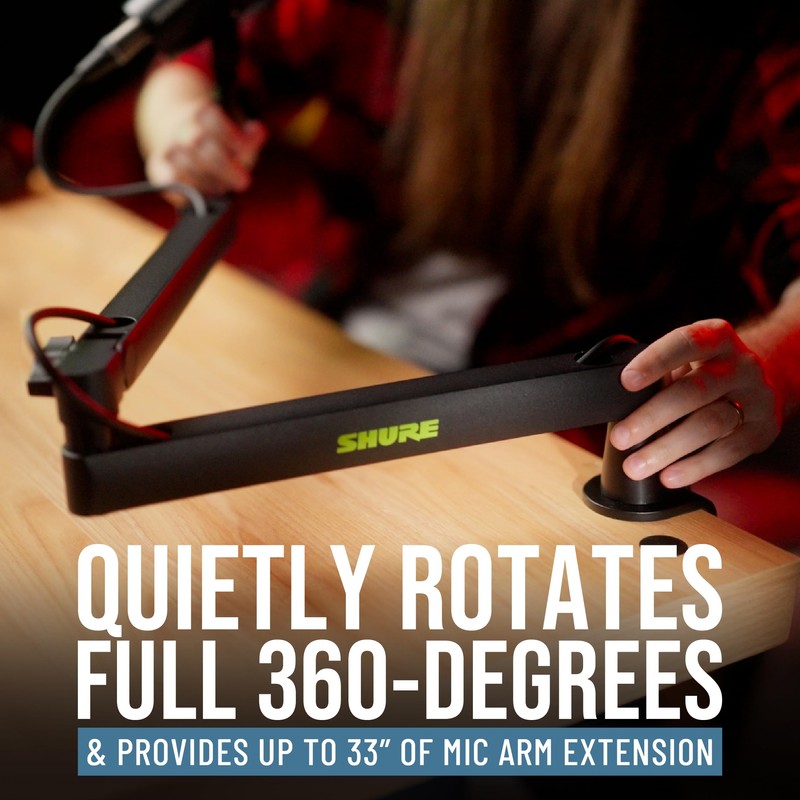 Shure by Gator Premium Low-Profile Desktop Mic Boom Stand; Fully