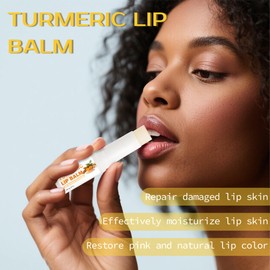 2PCS Turmeric Lip Balm for Dark Lips,Lip Balm for Dark Lips, Dark Lips Treatment for Smokers,Brightening for Dark Lips, Long-Lasting Moisturizer for Dry, Cracked, and Dull Lips