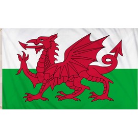 SHATCHI Large 8 x 5Ft Wales Flag Welsh Dragon Cymru National Flag Polyester Fabric Brass Eyelets for FIFA World Cup Football Rugby Sports Supporter, Red,Green,White